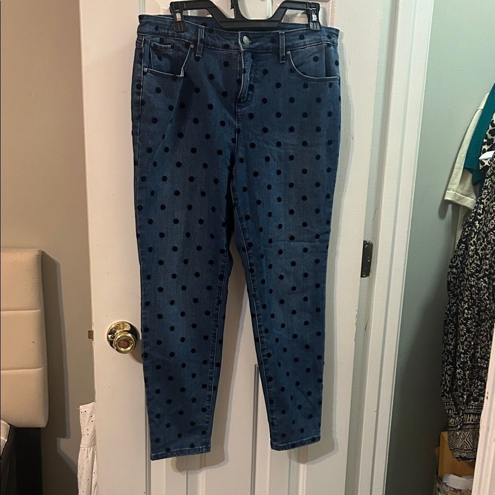 Charter Club Dark Blue Polka Dot Jeans